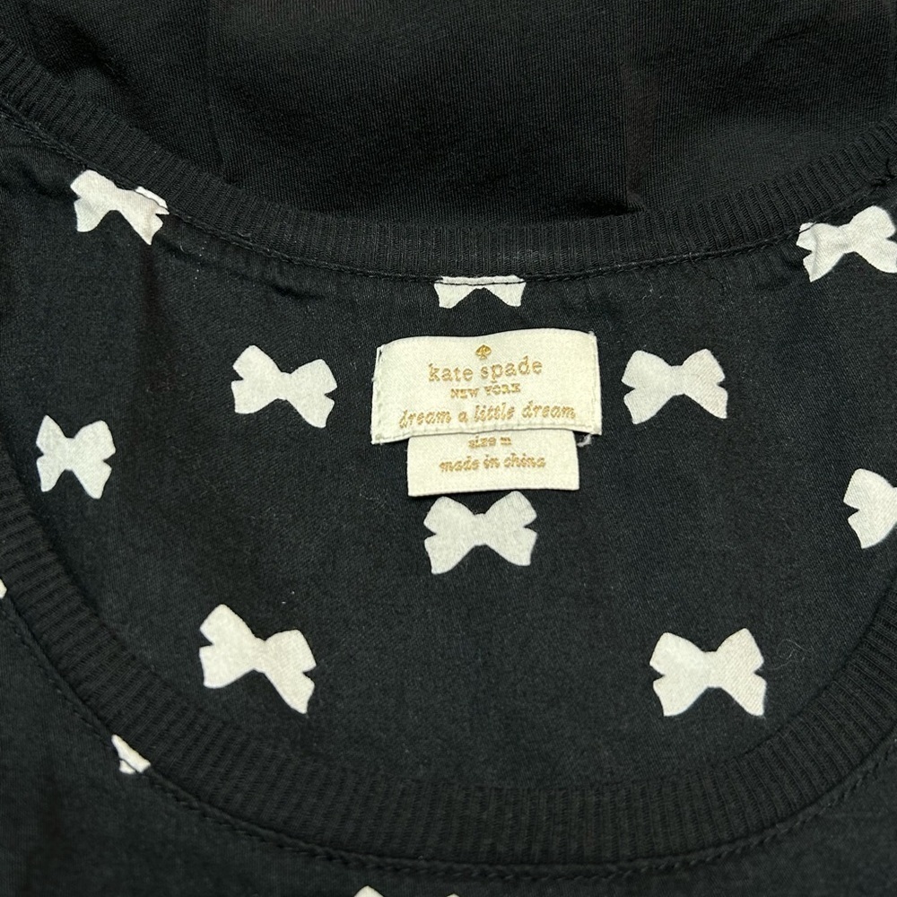 Kate Spade Bow Print Nightgown Size Medium Black & White Sleep Dress - Picture 3 of 6